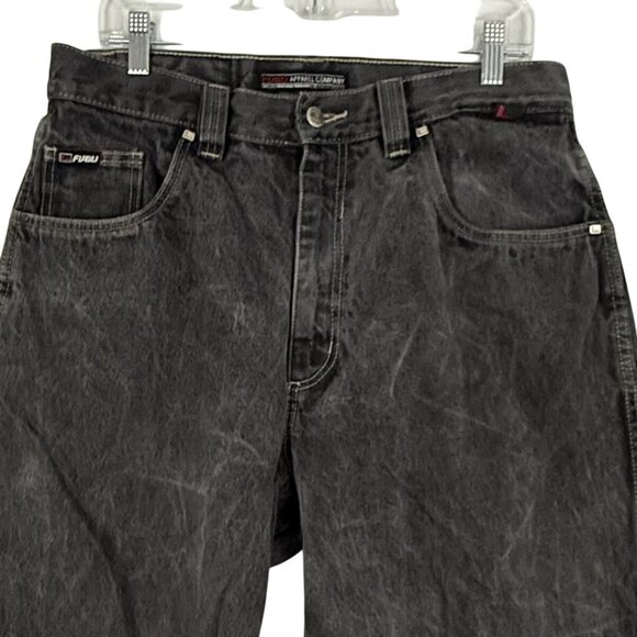 Fubu Jeans Men's Size 38 x 31 Y2K Relaxed Fit Stonewashed Black Denim Jeans - Picture 3 of 16